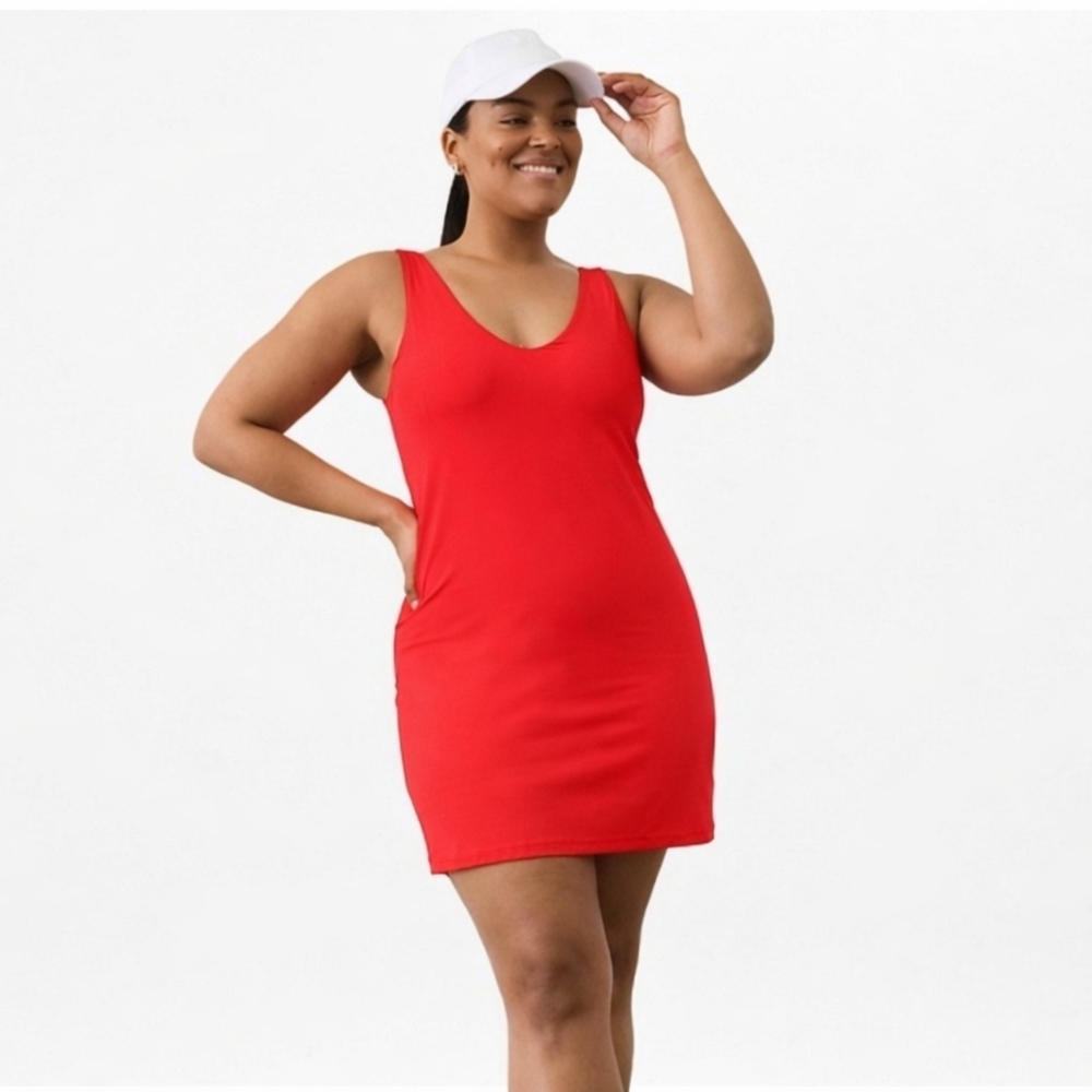 XL NWT Athleta Transcend Sleeveless Mini Dress Cardinal